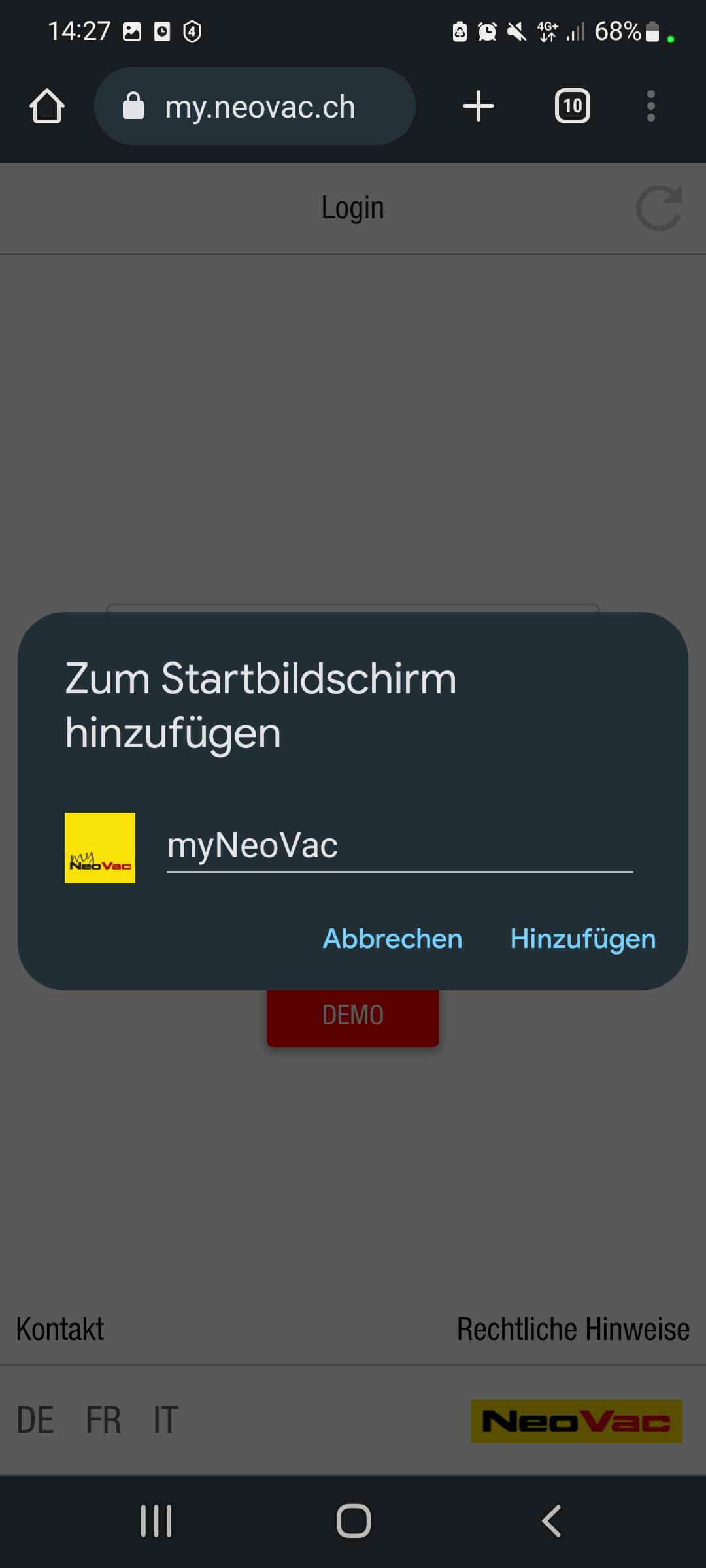 myNeoVac - Android | © NeoVac
